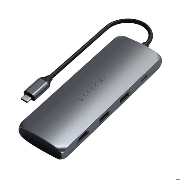 USB C-hub till HDMI 4K, SSD-hårddisk, 2 USB, USB C Satechi rymdgrå