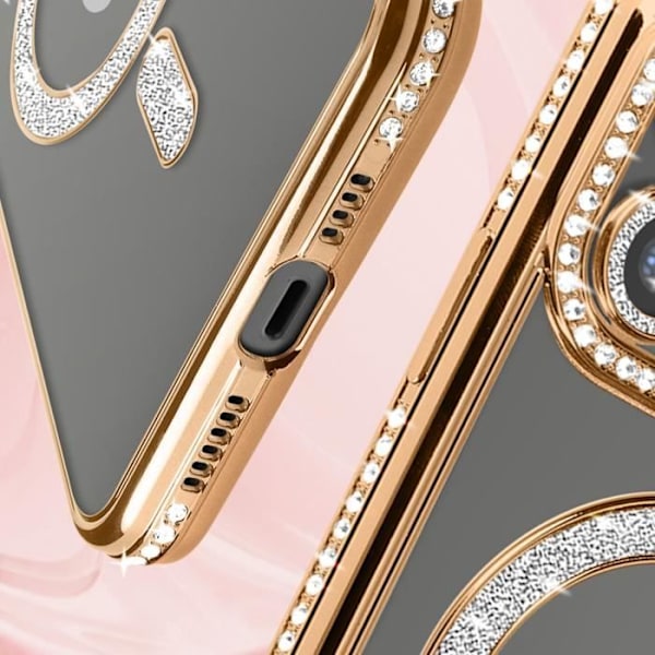 Diamond Cover til iPhone 12 Pro Max MagSafe Protection Rhinestone Contour Gold Gul