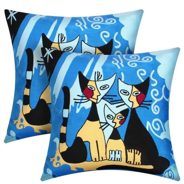 Kuddfodral - AVIZAR - Pack om 2 - 45x45 cm - Broderade - Multifärgad - Chic Flerfärgad