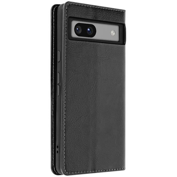 Nahkakotelo Google Pixel 7a:lle Flip Wallet -videotuki, musta