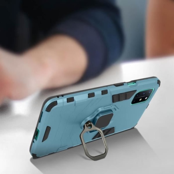 Coque - OnePlus - 8T - Stødabsorberende - Metalring - Videostativ - Blå Blå