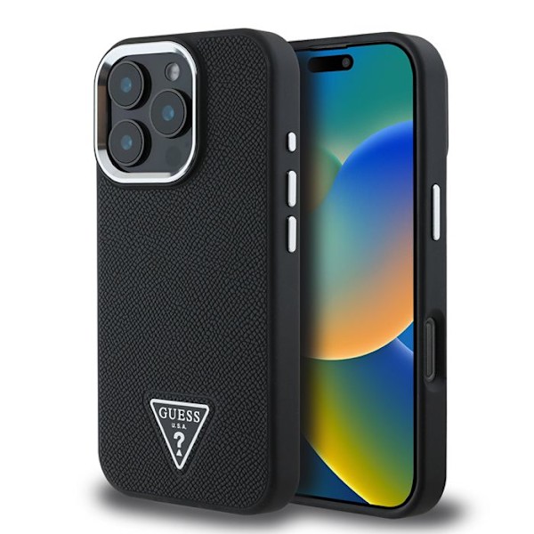 Kotelo iPhone 16 Prolle - Guess Triangle Graained MagSafe (GUHMP16LPGPGTSPSK) - musta