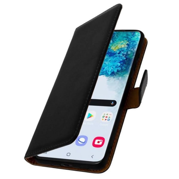 Hus til Samsung Galaxy S20 Plus - AVIZAR - Ægte Læder - 2 Kortlommer - Video Støtte - Magnetisk Svart