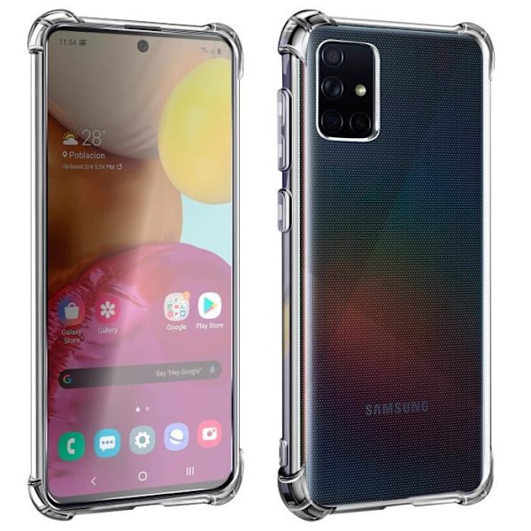 Skyddspaket - AVIZAR - Galaxy A71 - Mjukt fodral - 9H härdat glasfilm - 360° skydd Klar vit