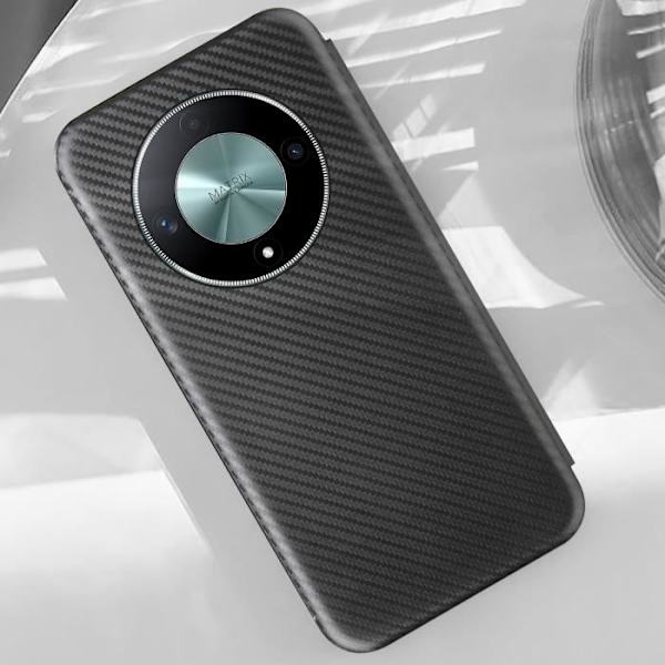Kotelo Honor Magic 6 Lite 5G:lle - AVIZAR - Hiilikuitu - Korttikotelo - Musta Svart
