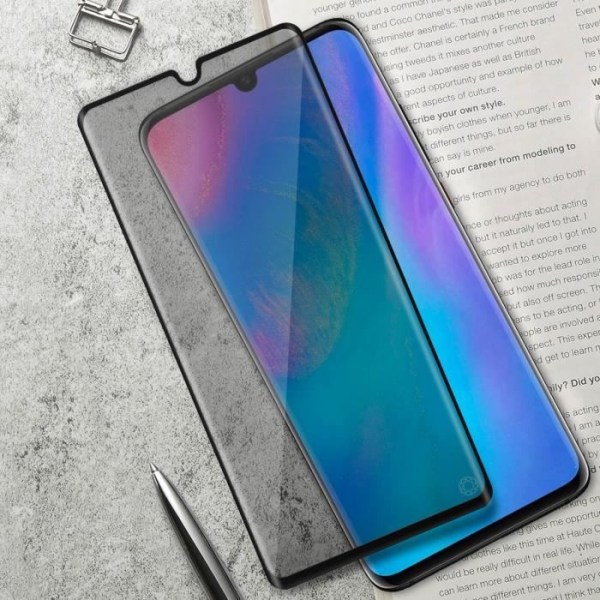 Huawei P30 Pro Curved hærdet glasfilm 9H livstidsgaranti ForceGlass Transparent Sort