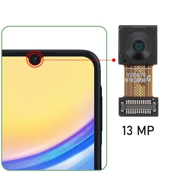 Framkamera - AVIZAR - Samsung Galaxy A15 - Selfie sensor 13MP - Svart Svart
