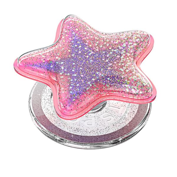 Stöd Smartphone PopGrip Premium MagSafe Glittrande Stjärneffekt PopSockets Rosa Ros