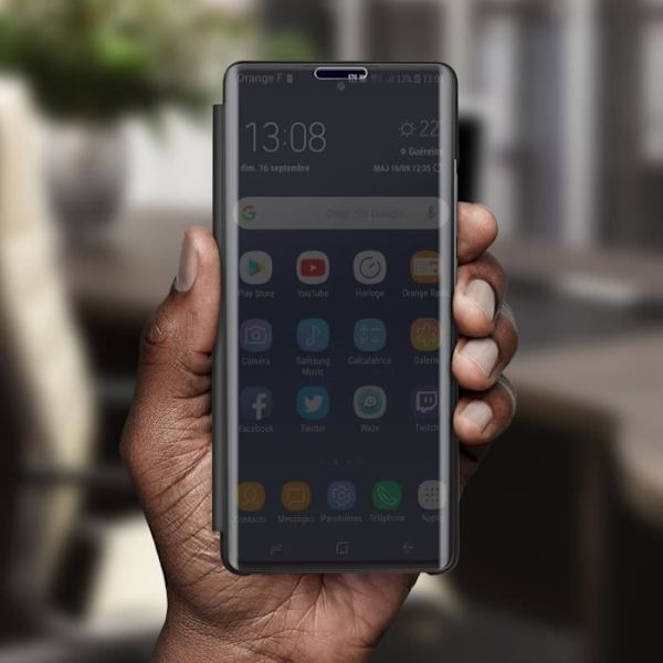 Cover til Samsung Galaxy S20 FE Translucent Flip Design Spejl Video Support Sort