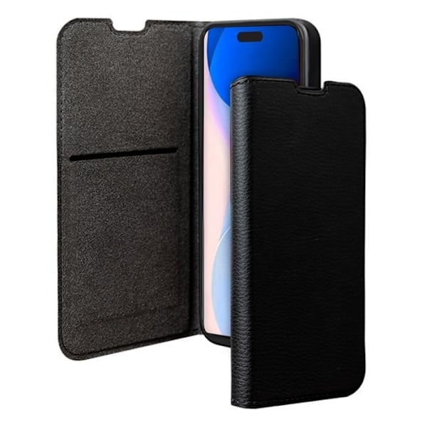 iPhone 16-fodral - BIGBEN - Folio Wallet - Svart - Fällbart stöd - Hållbara material Svart
