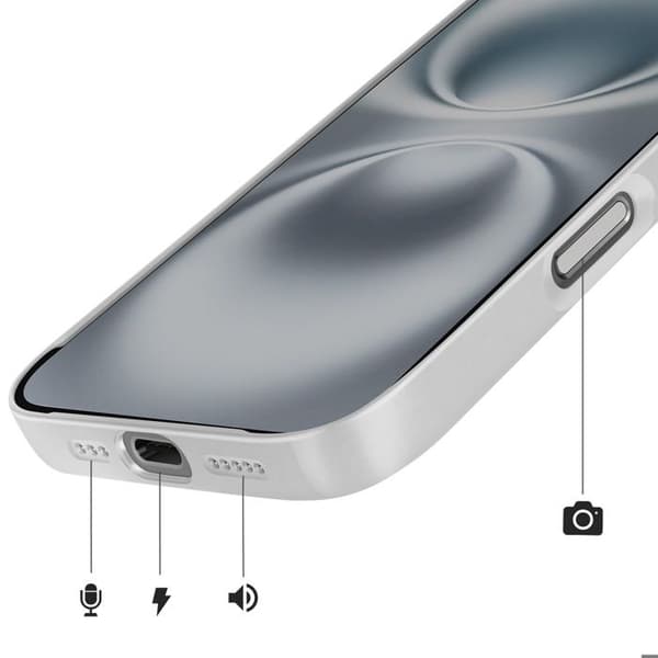 MagSafe-cover til iPhone 16, hård med glasbeskyttelse til kamera, sølv Grå