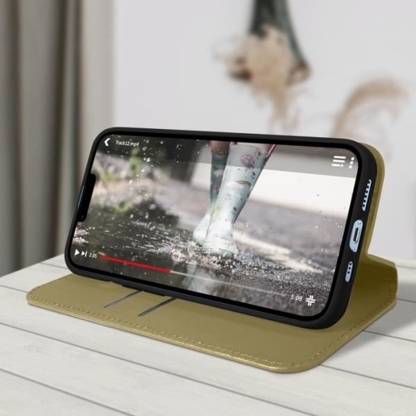 iPhone 13 Mini Fodral - Ospecificerad - Guldgul - Magnetlås - Videostöd - Kortfack Gult guld
