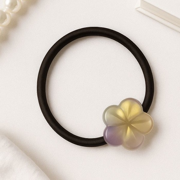Minimalistisk Vit Acryliets Blommande Körsbärshår Gummibandselastik Vit