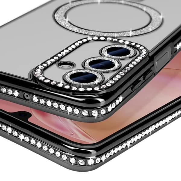 Coque - Samsung - Galaxy A16 - Diamant - Strass - MagSafe - Sort Svart