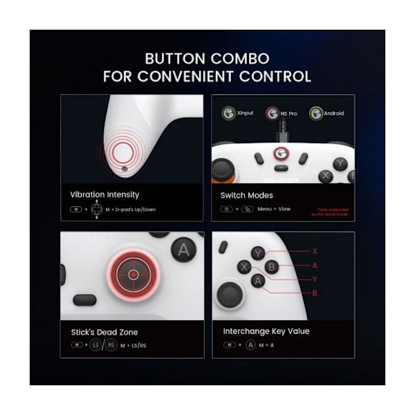 Spillecontroller - GameSir - Nova Lite - Trådløs - Vibration - Stellar Hvid Stjärnvit