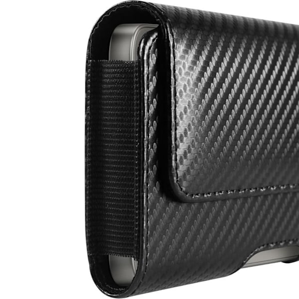 Carbonbælteetui til 7 tommer telefon med drejbar klip sort