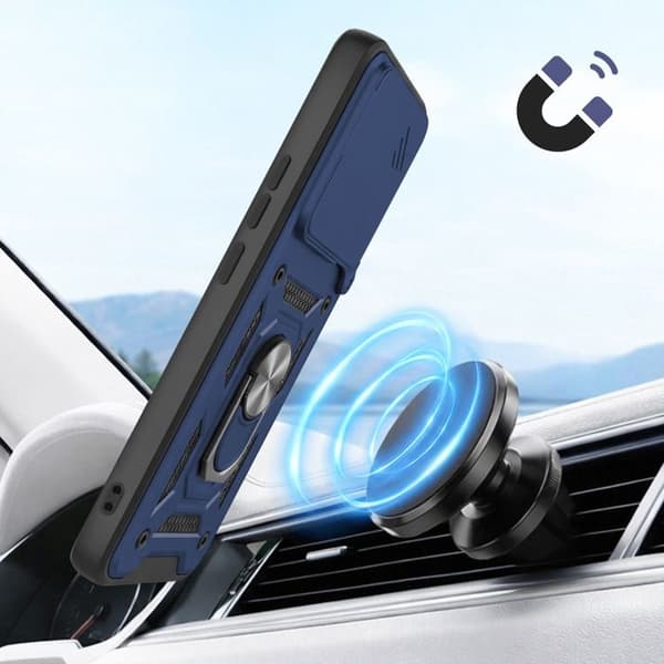 Coque Ring til Redmi Note 15 5G med Skydelåg til Kamera Mayaxess Mørkeblå Blå