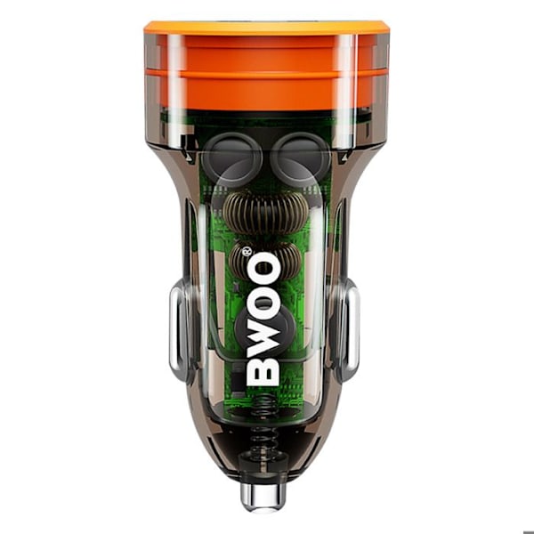 Laddare Bil 38W Dubbel Port USB-C och USB Snabbladdning Kompakt Bwoo Transparent