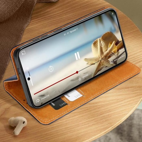 Pungcover - AVIZAR - Samsung Galaxy S24 Plus - Ægte læder - Midnatsblå Blå