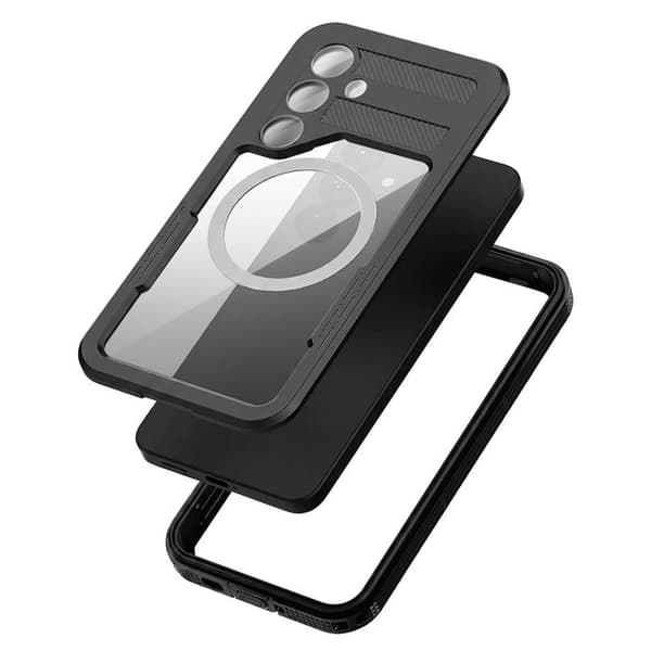 Vandtæt MagSafe Cover til Galaxy S25 Integreret Stødabsorberende Shellbox Sort Svart