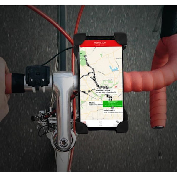 Støtte til Smartphone/Phablet - Akashi - 185x95mm - Styrmontering - 360° roterbar - Sort plastik Svart