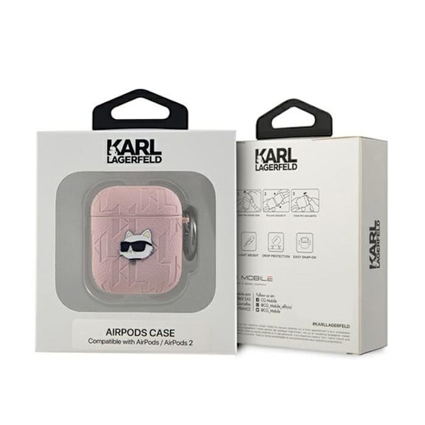 Étui til AirPods - Karl Lagerfeld - Monogram Choupette - Silikone - Rosenfarvet - 1/2 gen Rosa