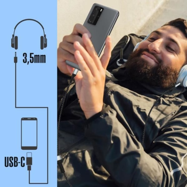 LinQ USB-C Lightning till 3,5 mm jack 3,5 mm multi-tip ljudkabel 1,5 m