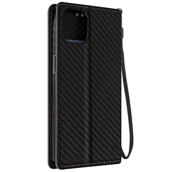 Etui til iPhone 15 Plus - AVIZAR - Carbon Effect - Pung - Video Support - Sort Svart