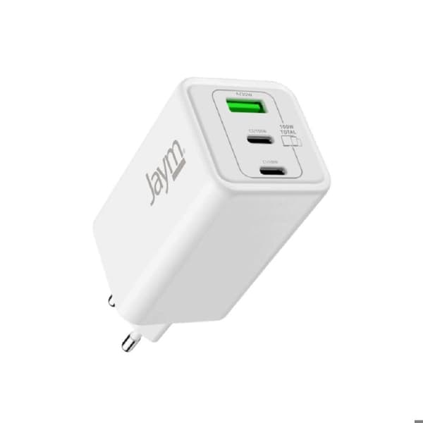 GaN 5A 100W Max Vægoplader med 2 USB-C og USB-A Kompatibel PD-PPS Jaym Hvid Vit