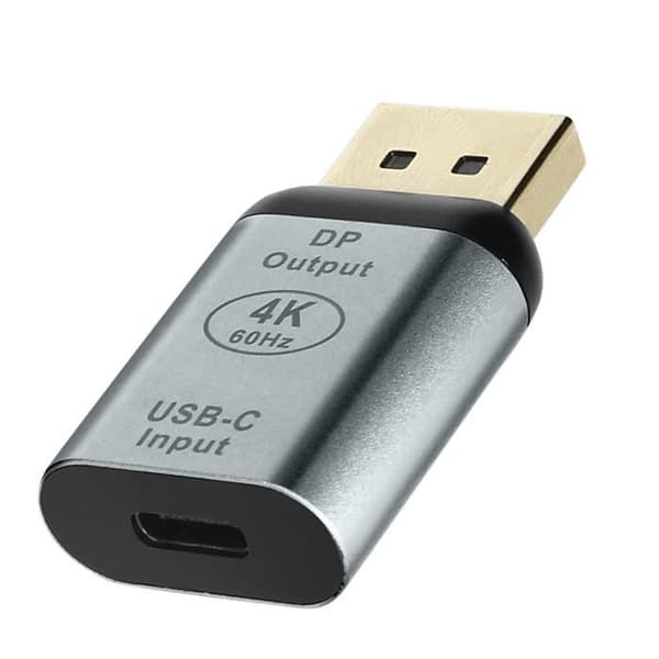 Videoadapter - Kompakt Design - USB-C hona till DisplayPort hane - 4K 60Hz - Aluminium Grå