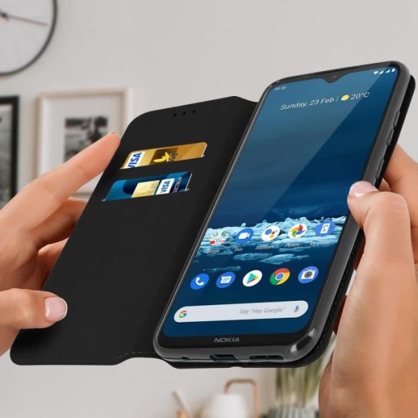 Hus - AVIZAR - Nokia 5.3 - Ekoleder - Kortfickor - Stödfunktion Svart