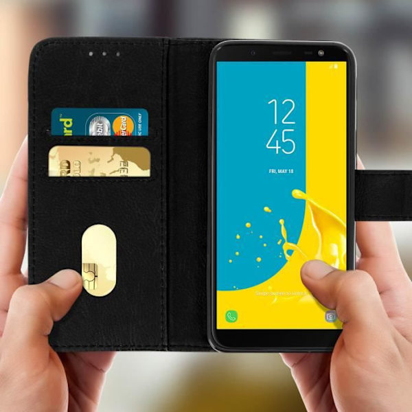 Fodral för Samsung Galaxy J6 - Svart - Silikongel - Stödfunktion - Magnetisk - Mjuk Svart