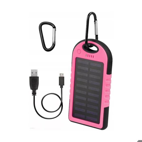 Solbatteri 5 000 mAh Dubbel USB med Karbinhake Setty Rosa Rosa