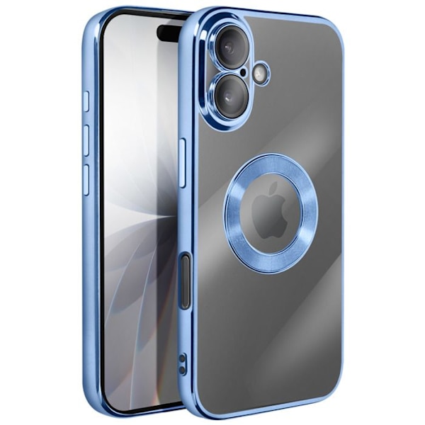 Cover - ADVARSEL - iPhone 17 - Blød Silikon - Kromkant - Effektiv Beskyttelse Blå