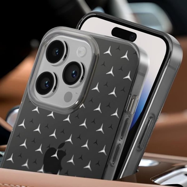 Cover til iPhone 14 Pro Star Series Elegant Raised Edges Mercedes Black Transparent