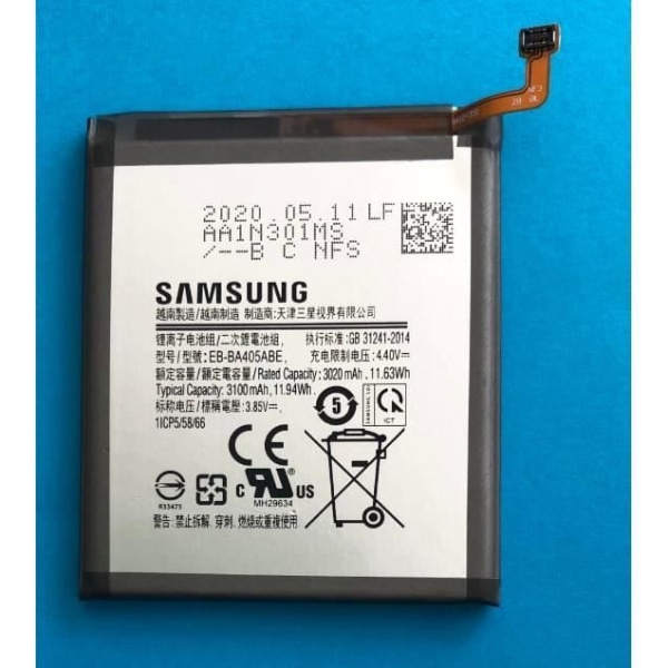 ORIGINAL SAMSUNG GALAXY A40 EB-BA405ABE SM-A405 SERIES 3100MAH BATTERI + ÆGTE BATTERIVÆRKTØJ AFMONTERINGSVÆRKTØJSSET Grå