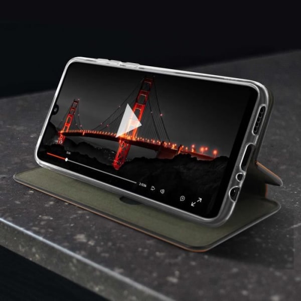 Etui - Huawei - P smart 2020 - Läder av nötkreatur - Videostöd - Kortfäste kastanj