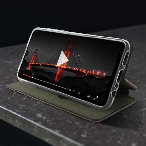Huawei P smart 2020 Läderfodral Cover Flip Card Hållare Videostöd Brun Brun