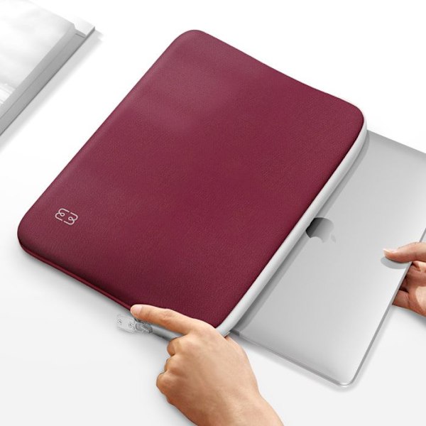 Pochette pour MacBook Pro Retina 13 Ultra ohut Soft touch Basic Slim MW Bordeaux Röd