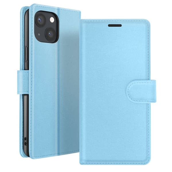 Plånboksfodral - ZANAÉ - iPhone 13 Mini - Horisontellt Stöd - Magnetstängning - Ljusblå Blå