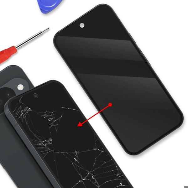 Erstatnings LCD Skærm til Google Pixel 10 med Sort Ramme Svart