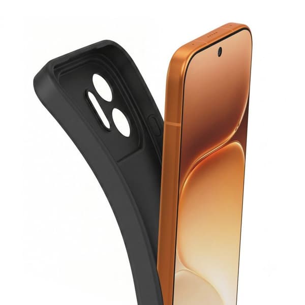 Silicone Cover til Honor 600 med Forstærkning til Kamera Blok Sort Svart