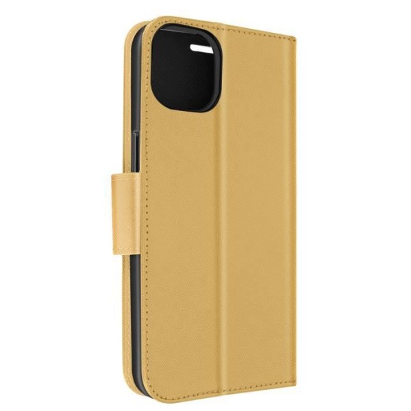 iPhone 14 fodral Plånbok Korthållare Tvåfärgad guld och svart videostöd