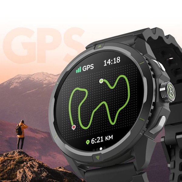 GPS-urheilukello, vedenpitävyys 5ATM, akunkesto 14 pv, Watch 2 Hammer Musta Svart