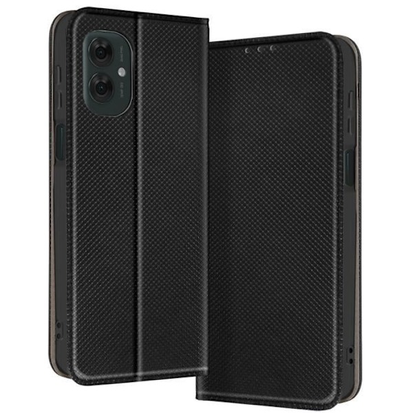 Etui til Motorola Moto G55 Klap Med kortlomme og videostøtte Sort Svart