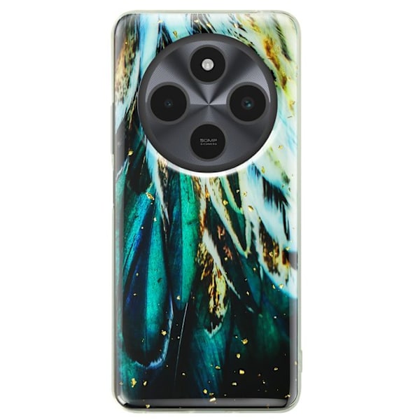 Coque för Xiaomi Redmi 14C och Poco C75 Silikon Gel Design Fjädrar Multicolor Svart