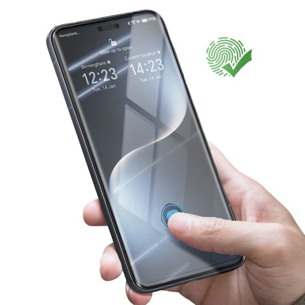 Ridseresistent hærdet glas til Honor Magic 7 Pro med buet kant i sort Svart