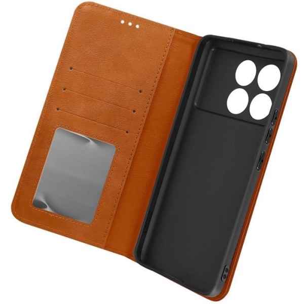 Etui til Xiaomi Poco X6 Pro Wallet Stand Mosaic Pattern Camel kastanj
