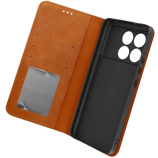 Kotelo Xiaomi Poco X6 Pro Wallet Stand Mosaic Pattern Camelille kastanj