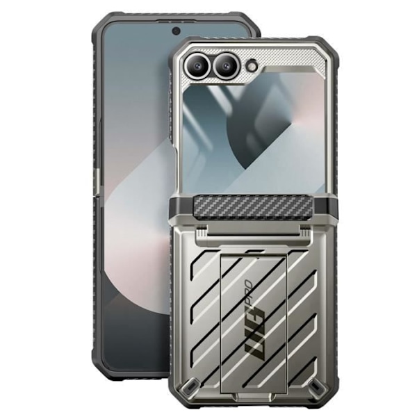 Helkroppsfodral för Samsung Galaxy Z Flip 6 Stötsäkert Kickstand Support Supcase Grå Grå
